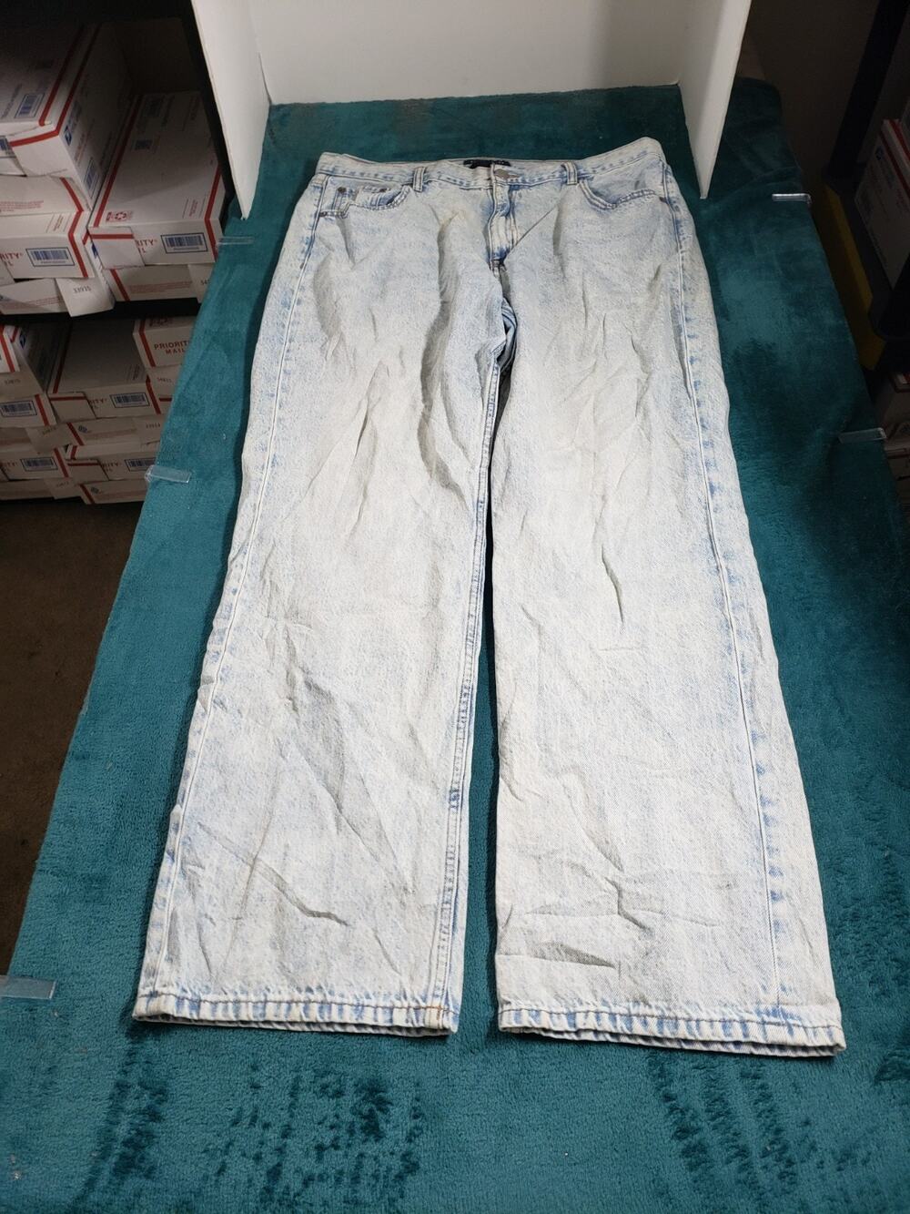 Aeropostale Jeans Size 16 Women Blue Pants Stretch Distressed Baggy Wide Leg